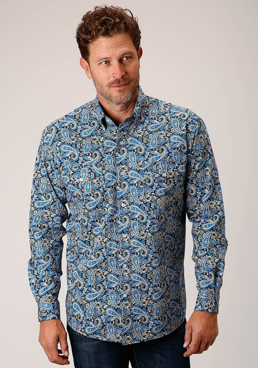 Roper Mens Long Sleeve Button Amarillo Paisley Western Shirt - Roper