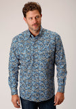 Roper Mens Long Sleeve Button Amarillo Paisley Western Shirt - Roper