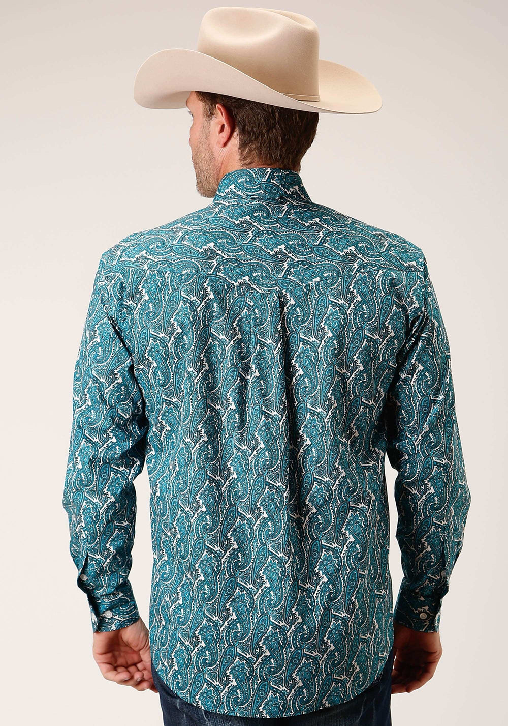 Roper Mens Long Sleeve Button Upstream Paisley Western Shirt - Roper - Flyclothing LLC