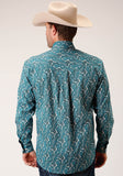 Roper Mens Long Sleeve Button Upstream Paisley Western Shirt - Roper