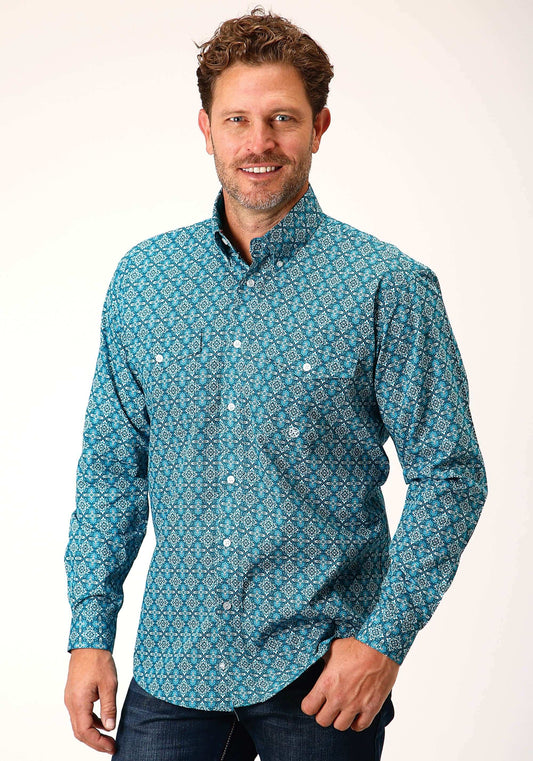 Roper Mens Long Sleeve Button Victorian Foulard Western Shirt - Roper - Flyclothing LLC