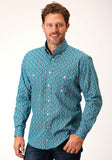 Roper Mens Long Sleeve Button Victorian Foulard Western Shirt - Roper
