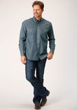 Roper Mens Long Sleeve Button Grey Cottage Foulard Western Shirt - Roper
