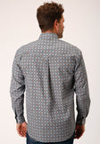 Roper Mens Long Sleeve Button Silver Foulard Western Shirt - Roper