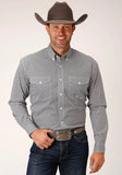 Roper Mens Long Sleeve Button Diamond Star Geo Grey Western Shirt - Roper
