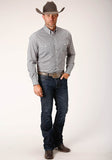 Roper Mens Long Sleeve Button Diamond Star Geo Grey Western Shirt - Roper