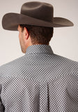 Roper Mens Long Sleeve Button Diamond Star Geo Grey Western Shirt - Roper