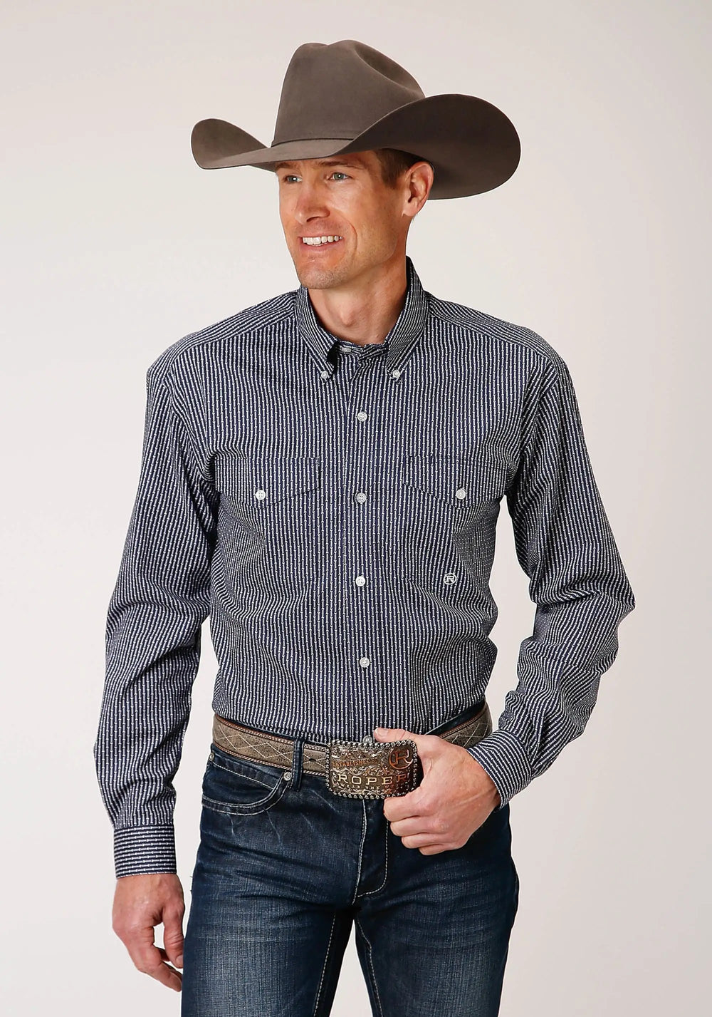 Roper Mens Long Sleeve Button Arrow Rope Print Western Shirt - Roper