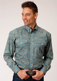 Roper Mens Long Sleeve Button Saddle Paisley Western Shirt - Roper