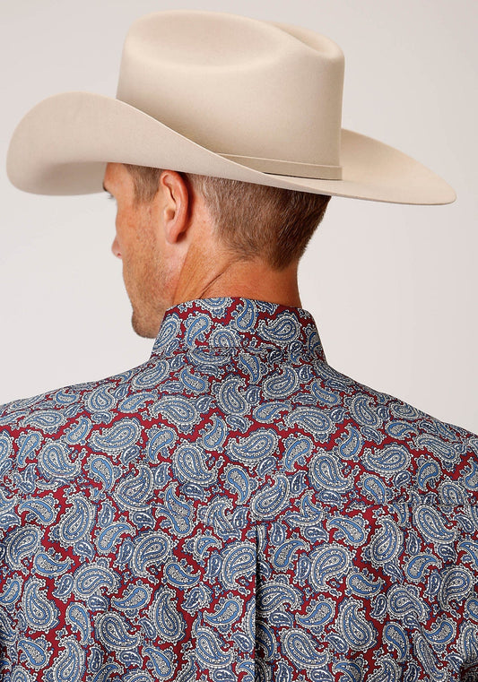 Roper Mens Long Sleeve Button Liberty Paisley Western Shirt - Roper