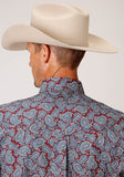 Roper Mens Long Sleeve Button Liberty Paisley Western Shirt - Roper