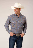 Roper Mens Long Sleeve Button Valley Paisley Western Shirt - Roper