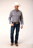 Roper Mens Long Sleeve Button Valley Paisley Western Shirt - Roper