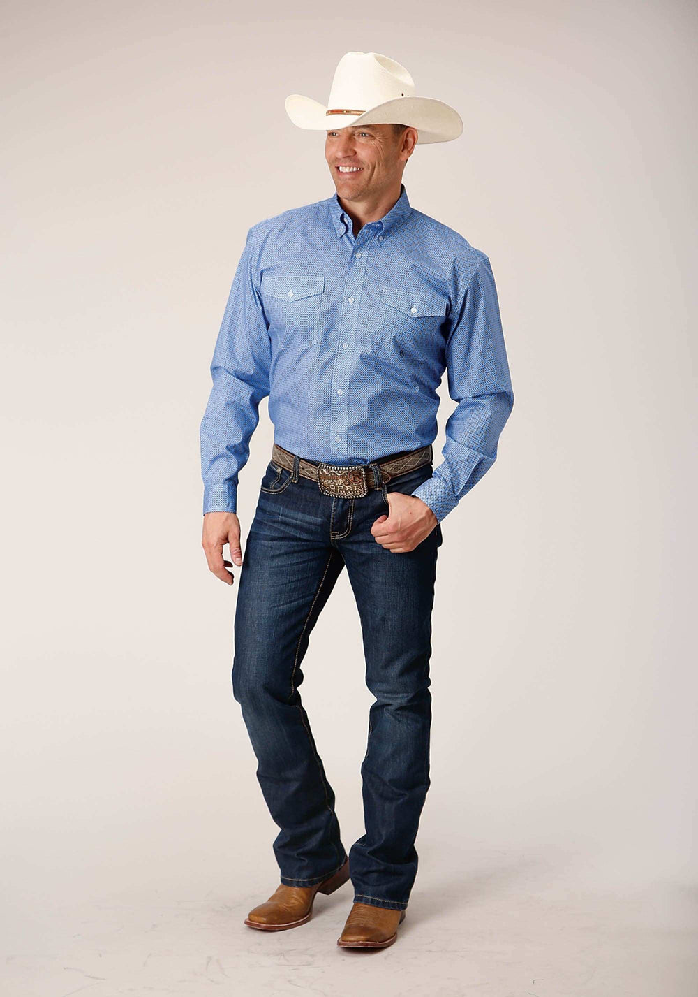 Roper Mens Long Sleeve Button Thistle Foulard Western Shirt - Roper - Flyclothing LLC