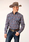 Roper Mens Long Sleeve Button Independence Foulard Western Shirt - Roper