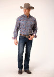 Roper Mens Long Sleeve Button Independence Foulard Western Shirt - Roper
