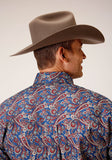 Roper Mens Long Sleeve Button Independence Foulard Western Shirt - Roper