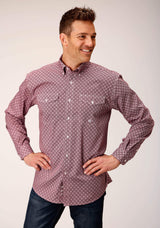 Roper Mens Long Sleeve Button Red Diamond Foulard Western Shirt - Roper - Flyclothing LLC