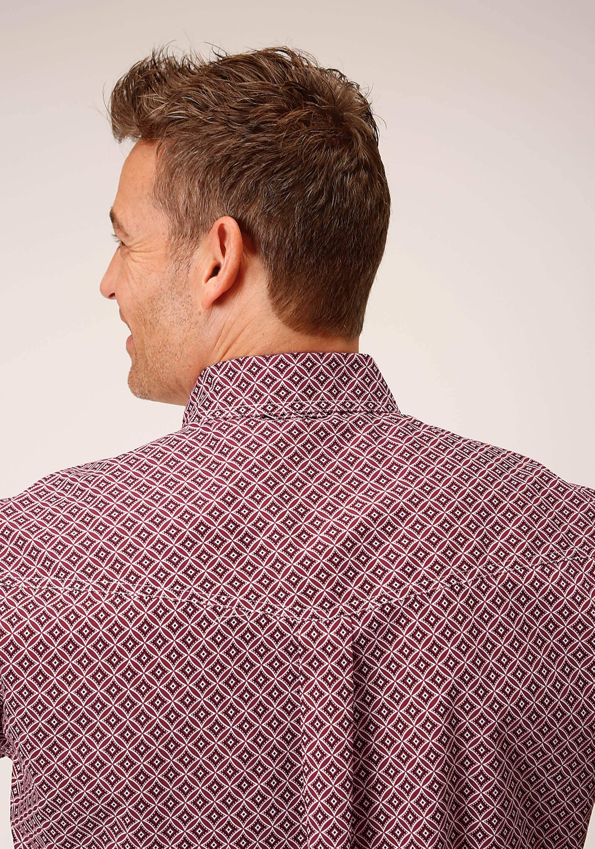 Roper Mens Long Sleeve Button Red Diamond Foulard Western Shirt - Roper - Flyclothing LLC
