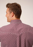 Roper Mens Long Sleeve Button Red Diamond Foulard Western Shirt - Roper