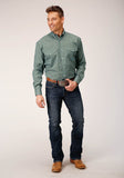 Roper Mens Long Sleeve Button Olive Foulard Western Shirt - Roper