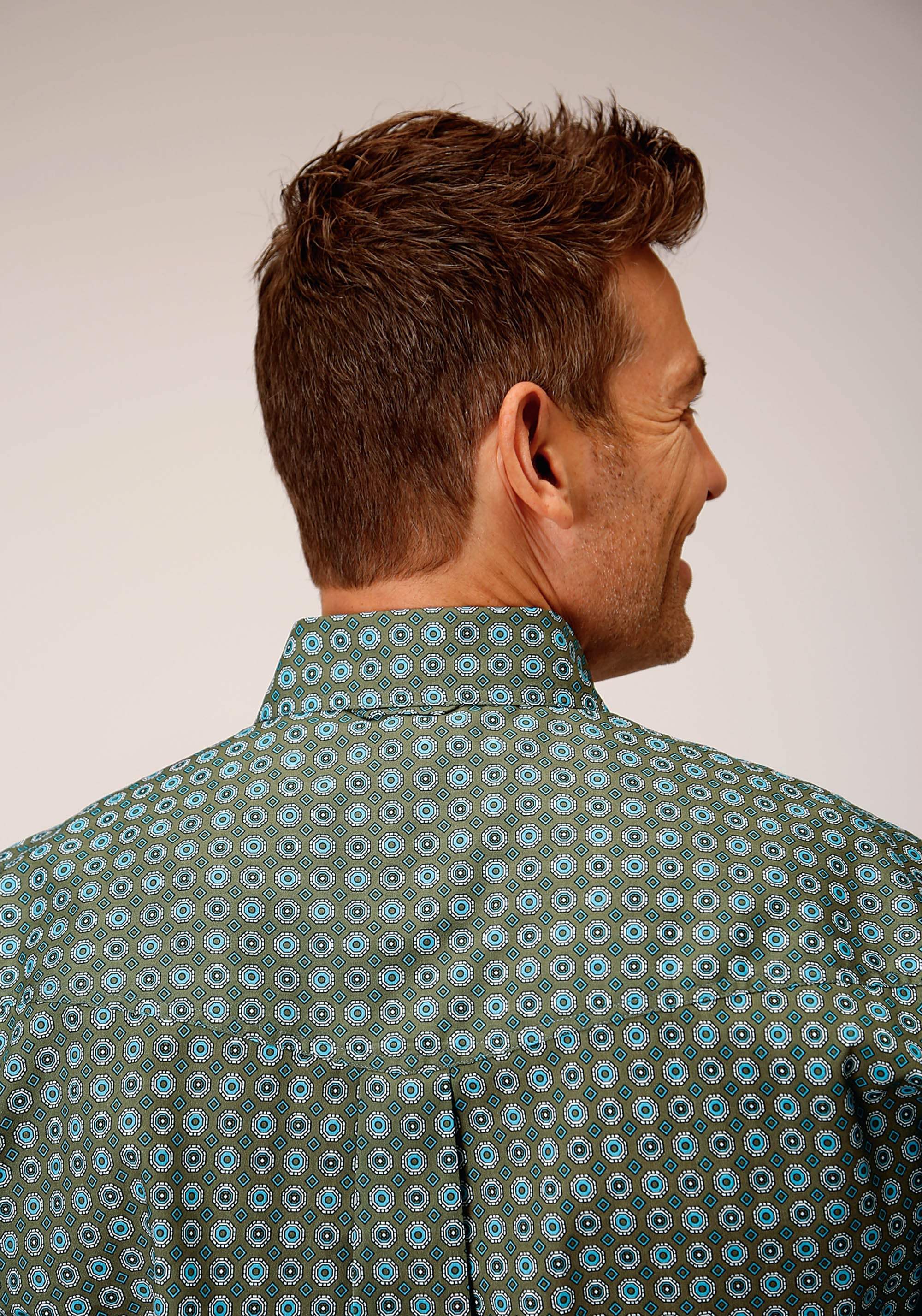 Roper Mens Long Sleeve Button Olive Foulard Western Shirt - Roper - Flyclothing LLC