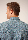 Roper Mens Long Sleeve Button Peacock Paisley Western Shirt - Roper