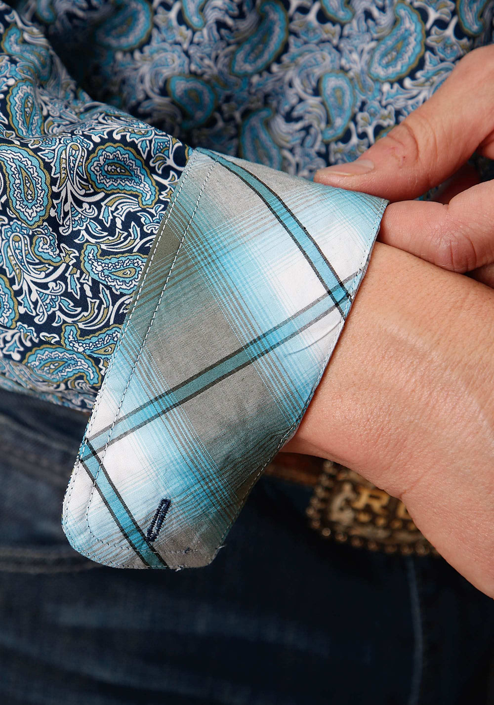 Roper Mens Long Sleeve Button Peacock Paisley Western Shirt - Roper - Flyclothing LLC