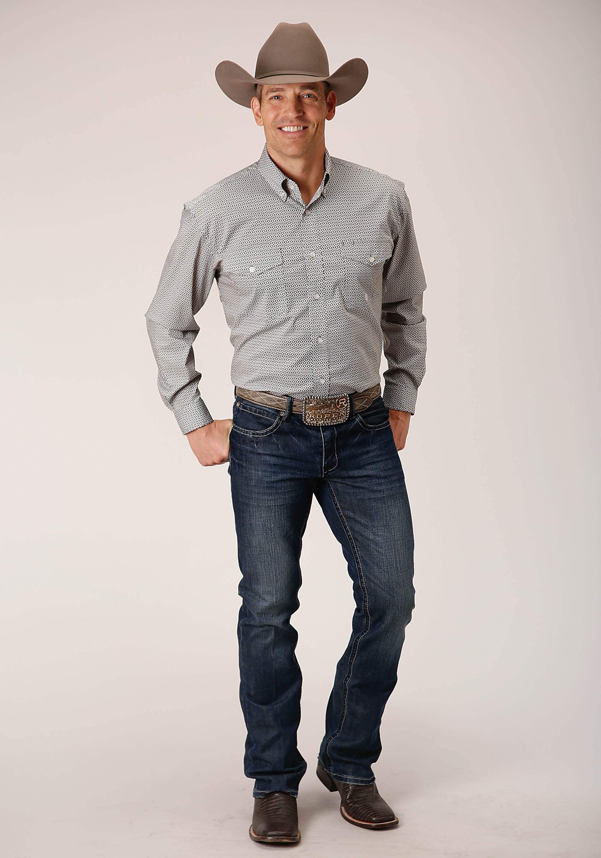 Roper Mens Long Sleeve Button Climbing Diamond Western Shirt - Roper - Flyclothing LLC