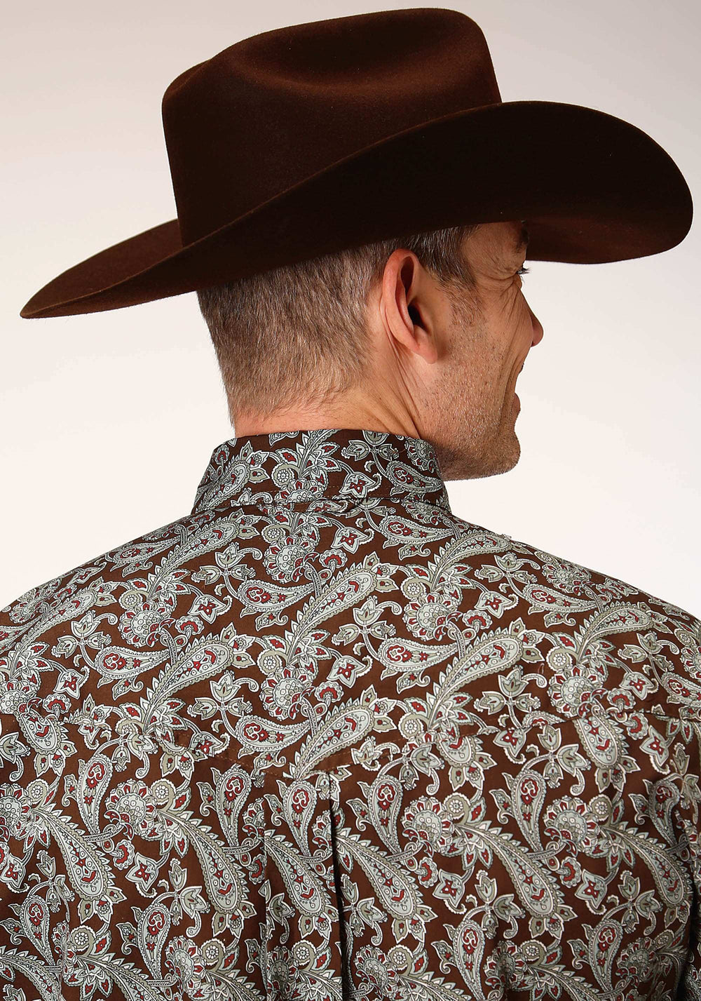 Roper Mens Long Sleeve Button Pine Paisley Western Shirt - Roper - Flyclothing LLC