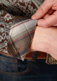Roper Mens Long Sleeve Button Pine Paisley Western Shirt - Roper