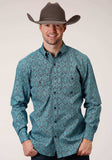 Roper Mens Long Sleeve Button Medallion Paisley Western Shirt - Roper