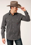 Roper Mens Long Sleeve Button Diamond Neat Olive Western Shirt - Roper