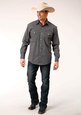 Roper Mens Long Sleeve Button Diamond Neat Olive Western Shirt - Roper - Flyclothing LLC