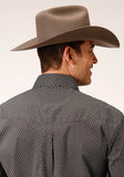 Roper Mens Long Sleeve Button Diamond Neat Olive Western Shirt - Roper