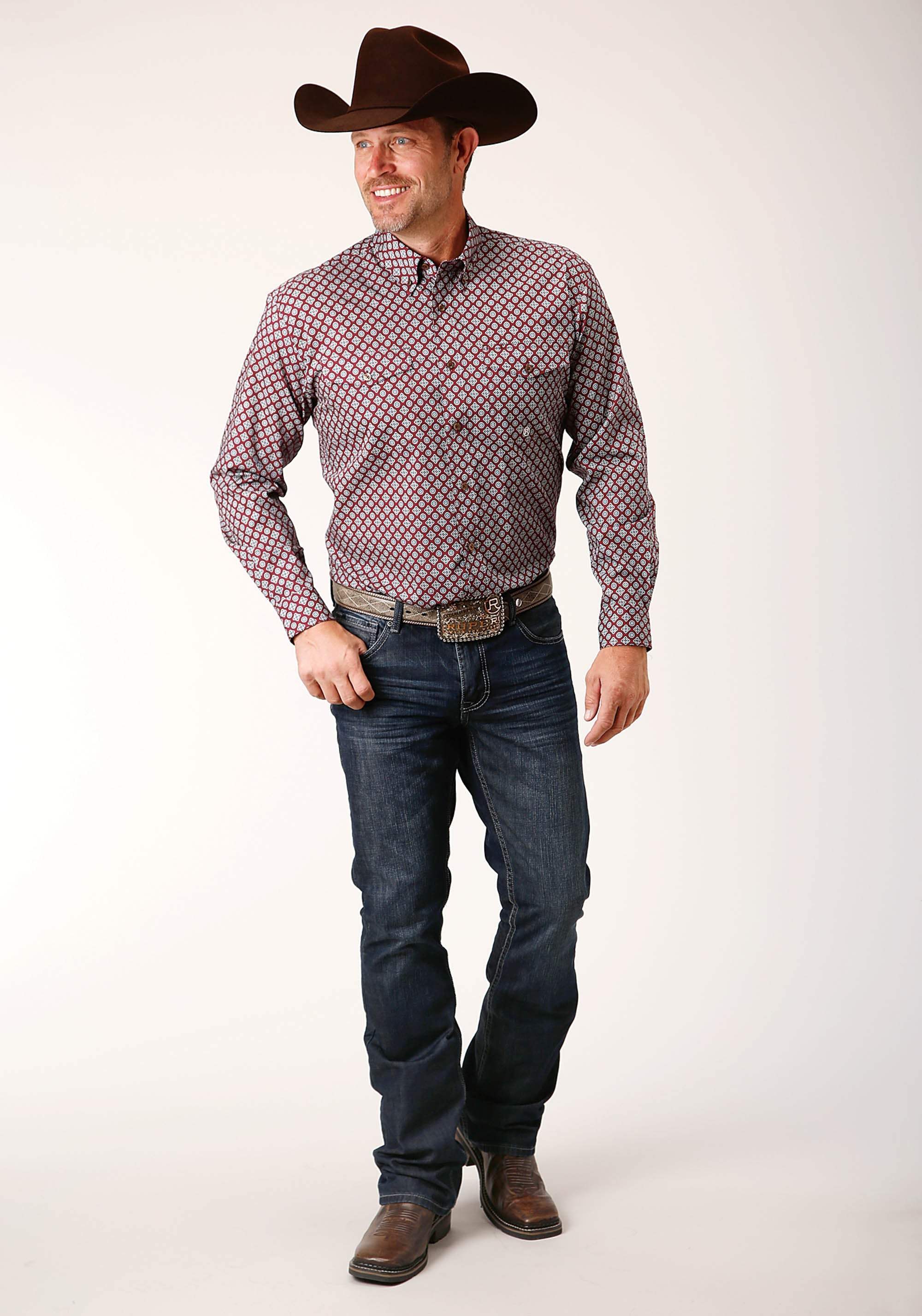 Roper Mens Long Sleeve Button Classic Foulard Western Shirt - Roper - Flyclothing LLC