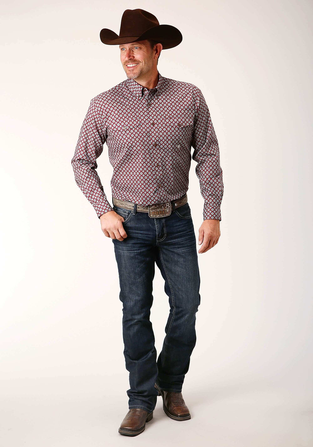 Roper Mens Long Sleeve Button Classic Foulard Western Shirt - Roper - Flyclothing LLC