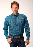 Roper Mens Long Sleeve Button Gothic Medallion Western Shirt - Roper