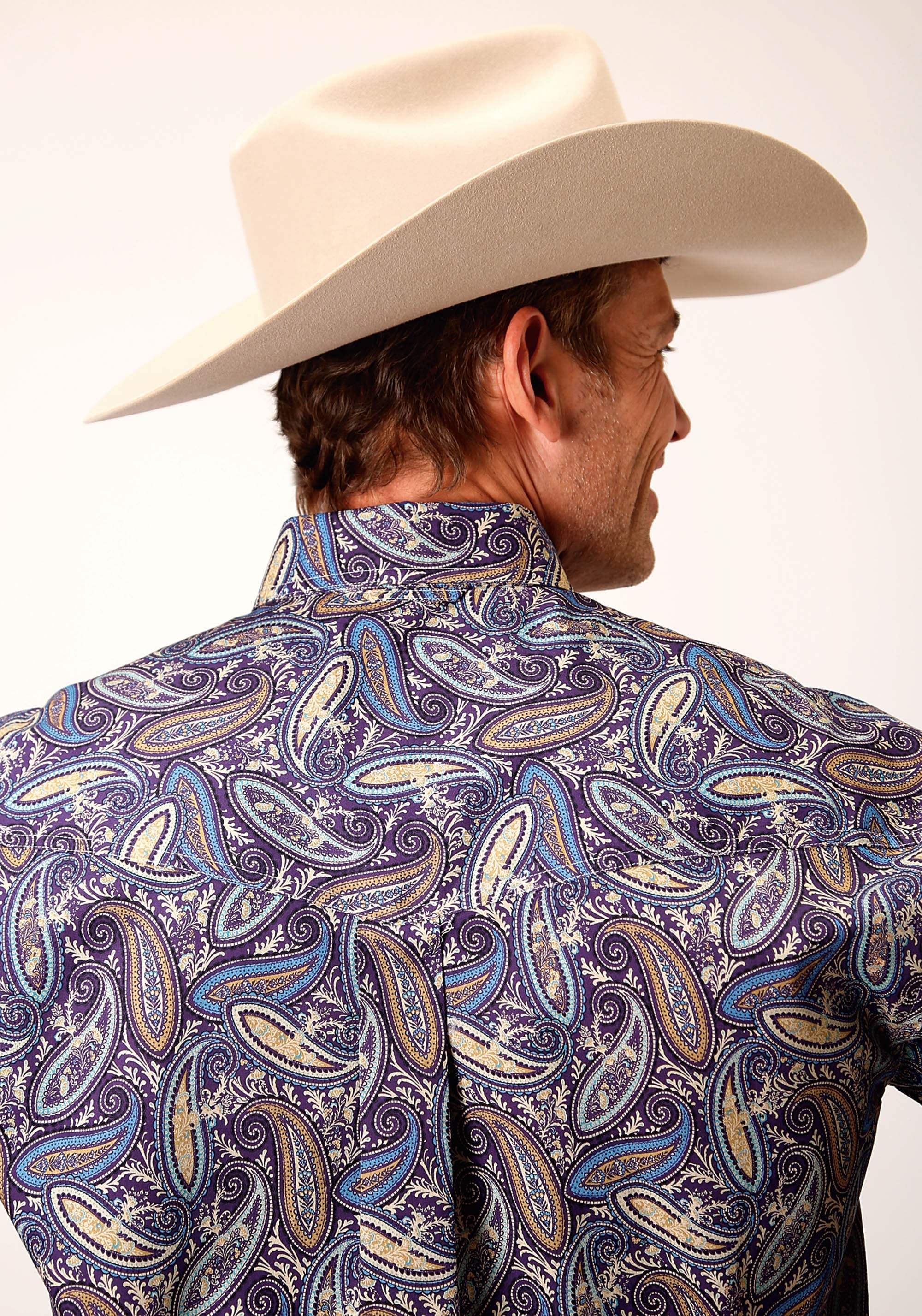 Roper Mens Long Sleeve Button Royal Paisley Western Shirt - Roper - Flyclothing LLC