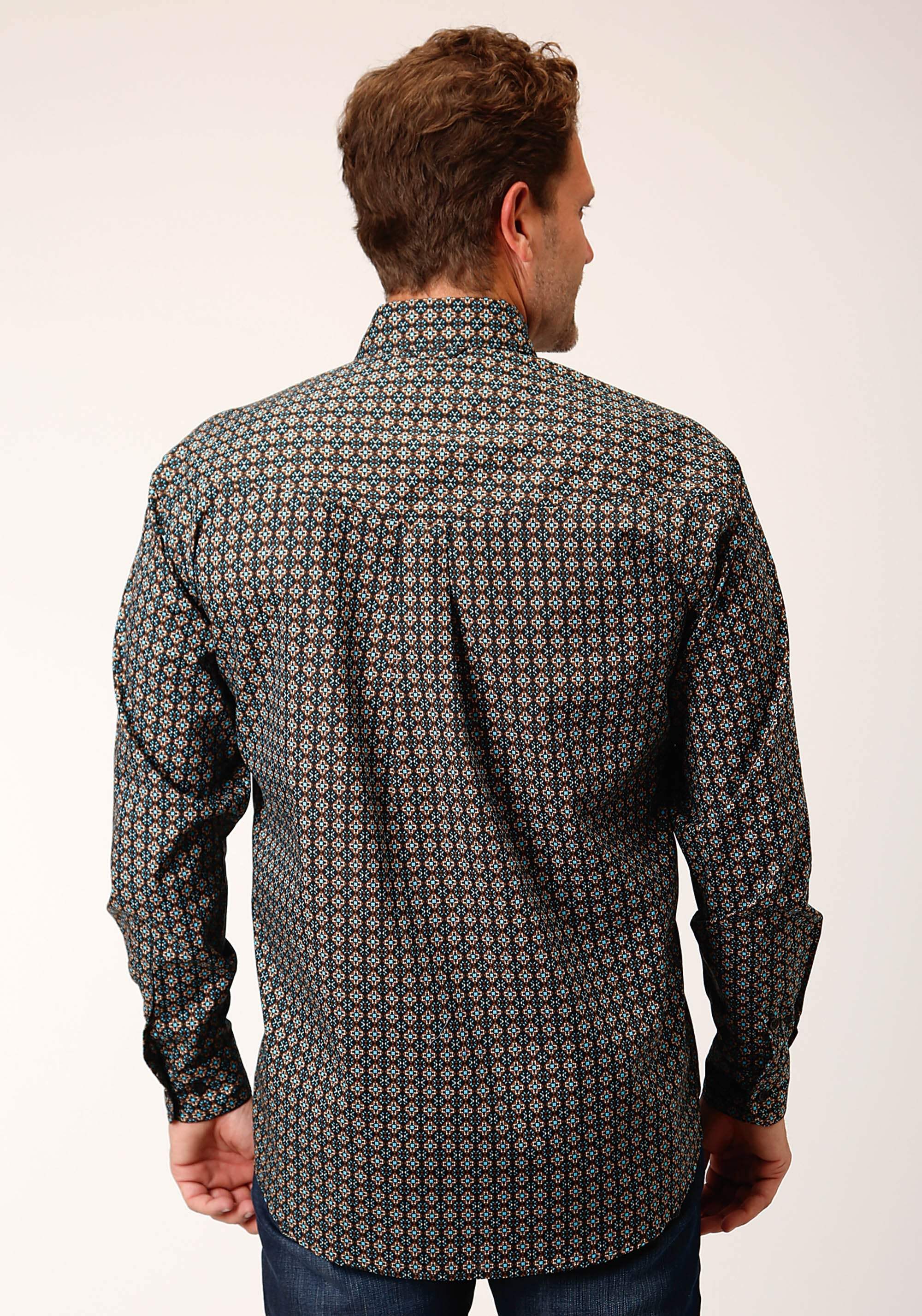 Roper Mens Long Sleeve Button Wild West Foulard Western Shirt - Roper - Flyclothing LLC