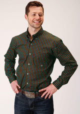 Roper Mens Long Sleeve Button Chocolate Agave Foulard Western Shirt - Roper - Flyclothing LLC