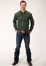 Roper Mens Long Sleeve Button Chocolate Agave Foulard Western Shirt - Roper - Flyclothing LLC