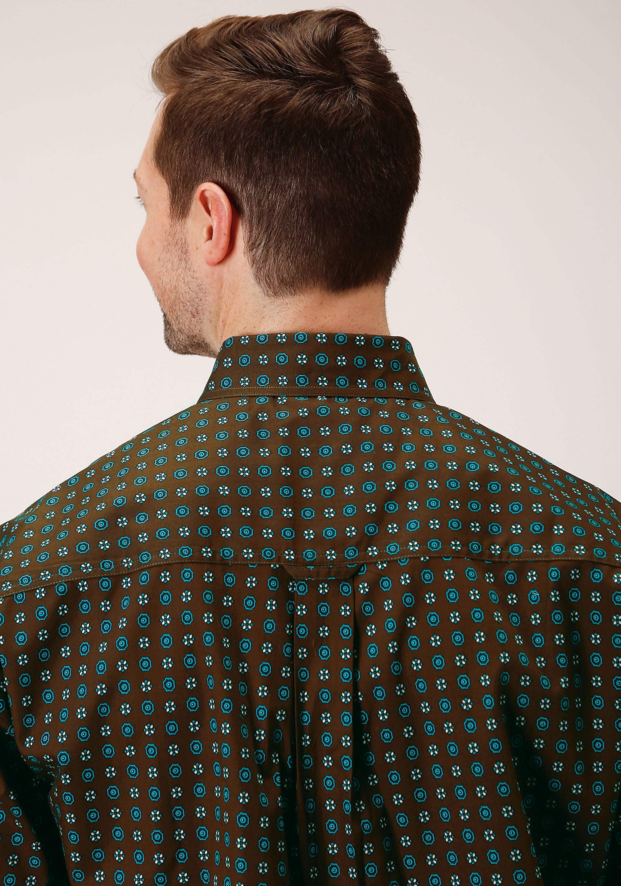 Roper Mens Long Sleeve Button Chocolate Agave Foulard Western Shirt - Roper - Flyclothing LLC