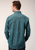 Roper Mens Long Sleeve Button Blue Agave Paisley Western Shirt - Roper
