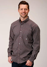 Roper Mens Long Sleeve Button Red Currant Foulard Western Shirt - Roper - Flyclothing LLC