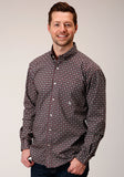 Roper Mens Long Sleeve Button Red Currant Foulard Western Shirt - Roper