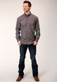 Roper Mens Long Sleeve Button Red Currant Foulard Western Shirt - Roper