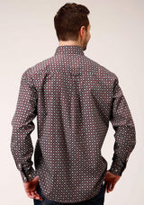 Roper Mens Long Sleeve Button Red Currant Foulard Western Shirt - Roper - Flyclothing LLC