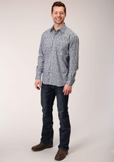 Roper Mens Long Sleeve Button Crystal Medallion Western Shirt - Roper - Flyclothing LLC