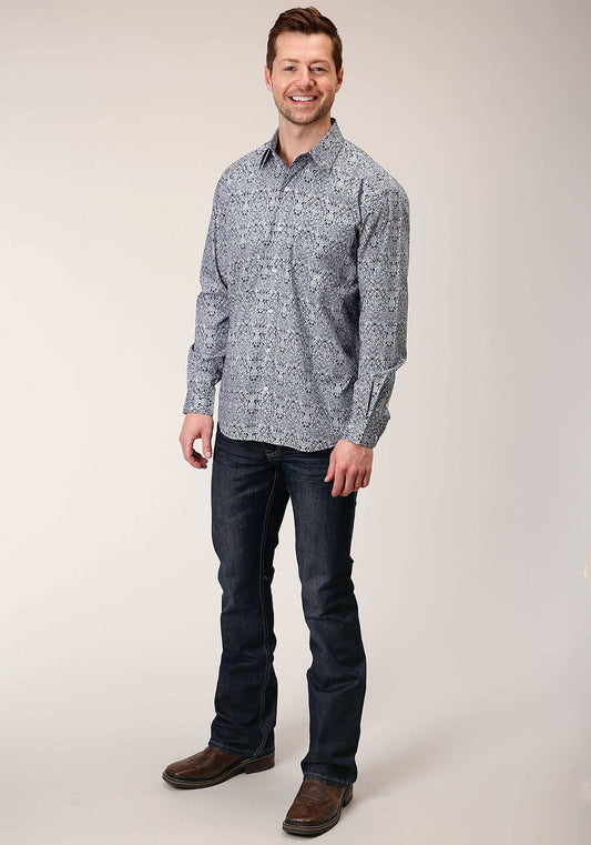 Roper Mens Long Sleeve Button Crystal Medallion Western Shirt - Roper - Flyclothing LLC